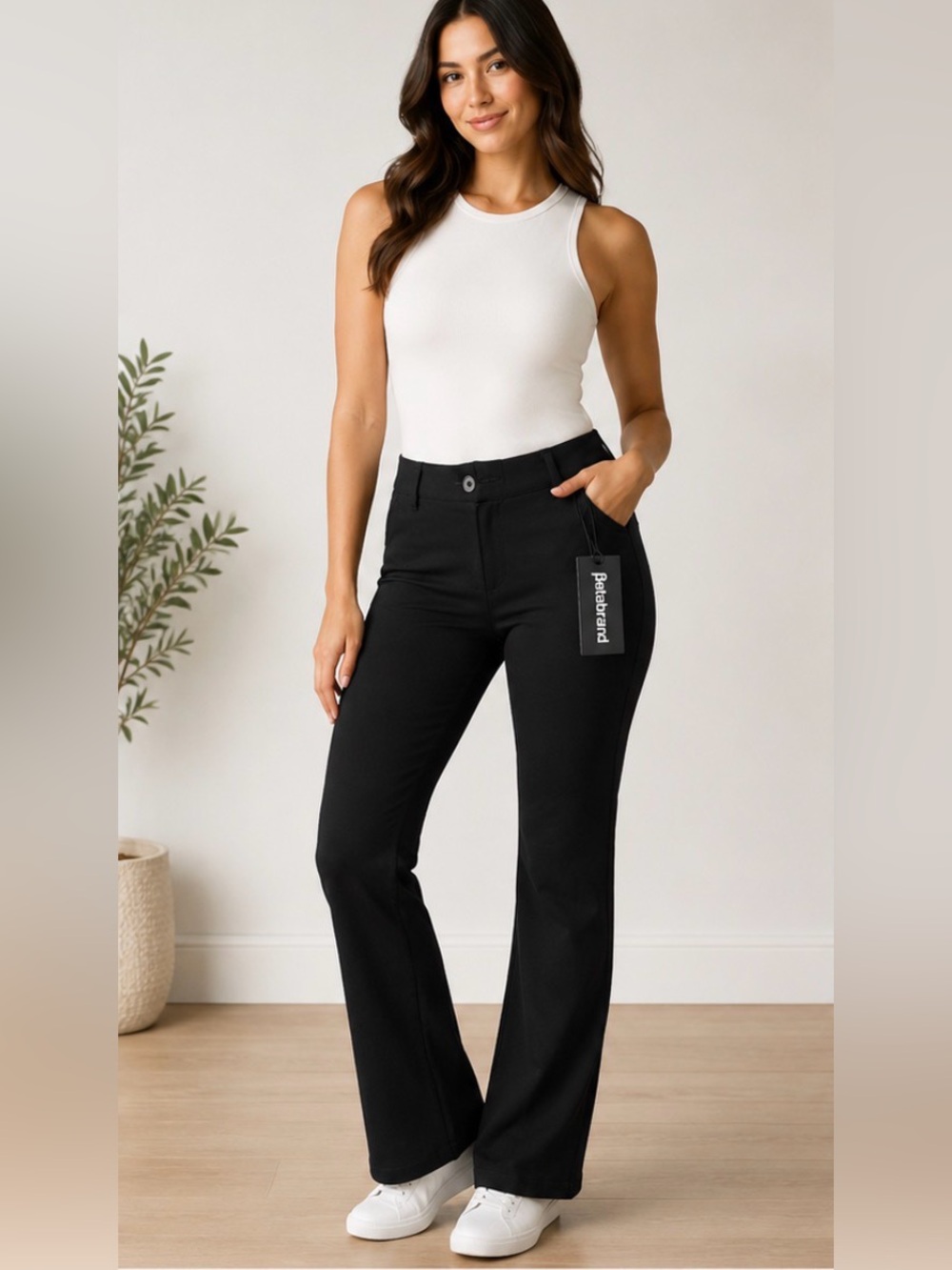 Betabrand Dress Pant Yoga Pants Black Bootcut NWT Size M